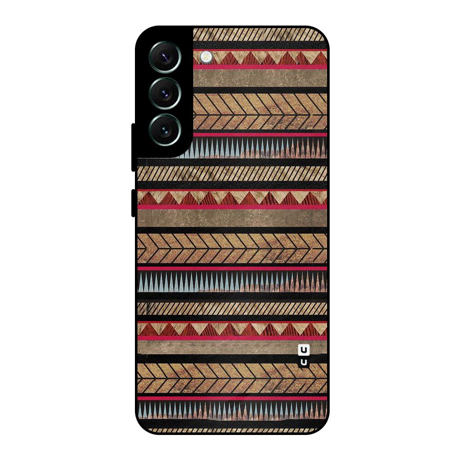Red Indie Pattern Metal Back Case for Galaxy S22 Plus 5G