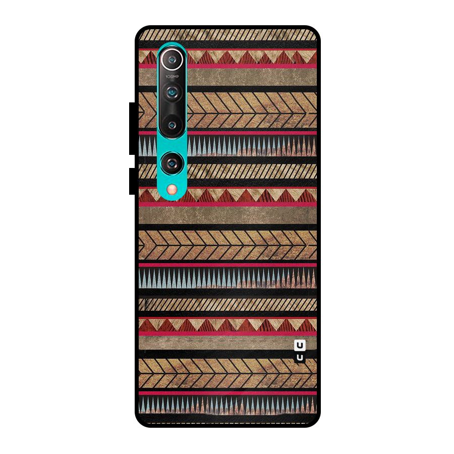 Red Indie Pattern Metal Back Case for Mi 10