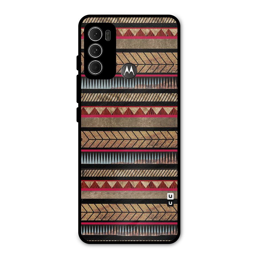 Red Indie Pattern Metal Back Case for Moto G60