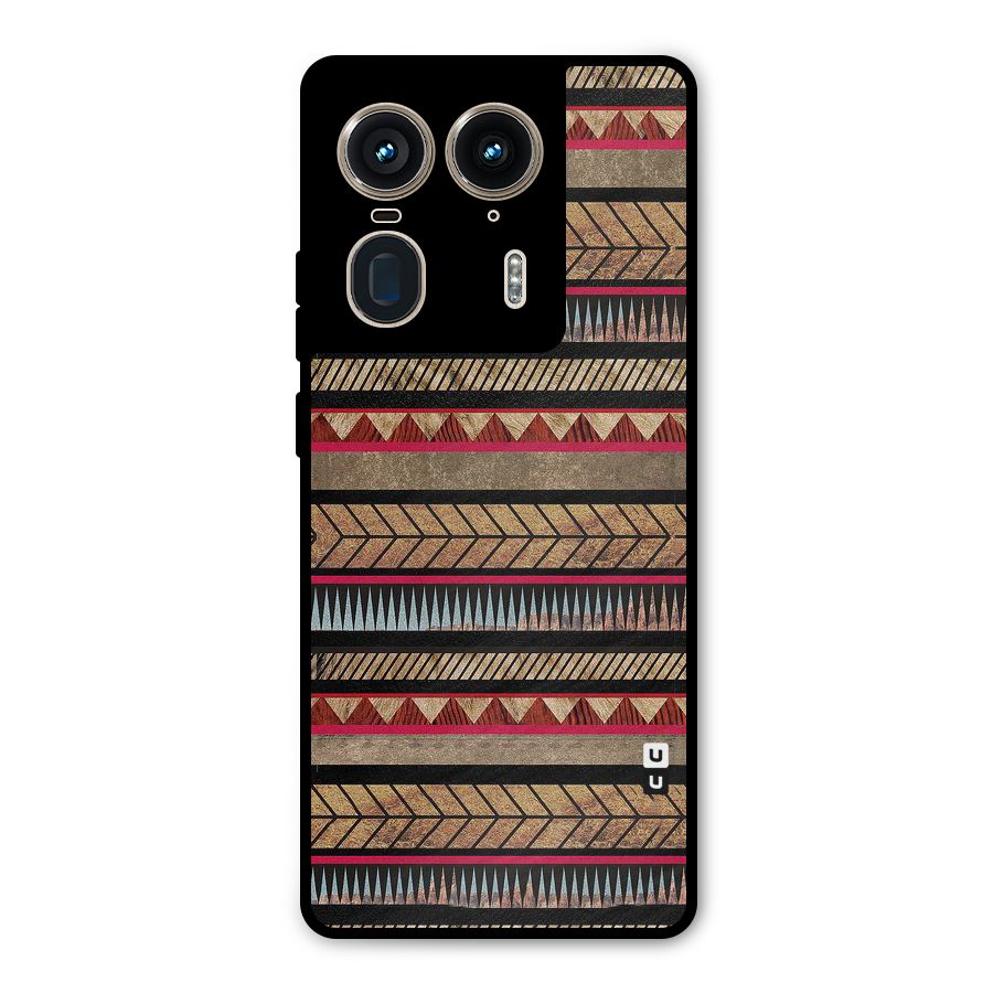 Red Indie Pattern Metal Back Case for Motorola Edge 50 Ultra