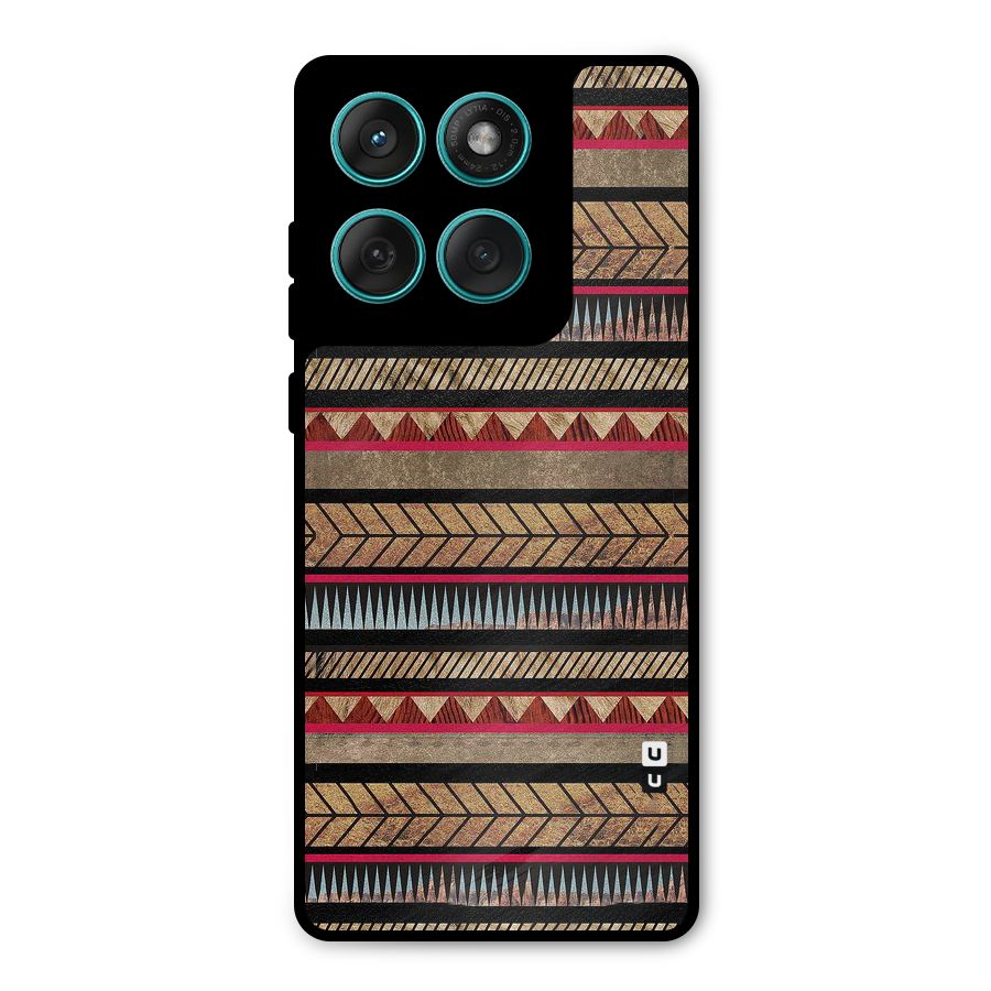 Red Indie Pattern Metal Back Case for Motorola Edge 60 Fusion