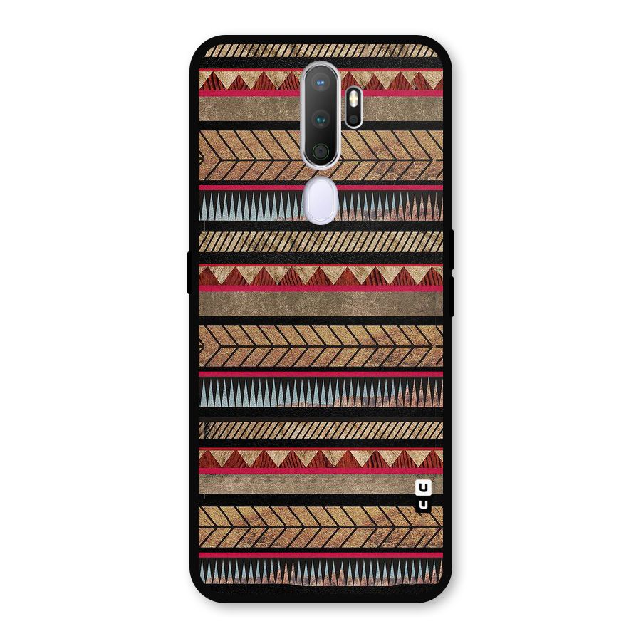 Red Indie Pattern Metal Back Case for Oppo A9 (2020)