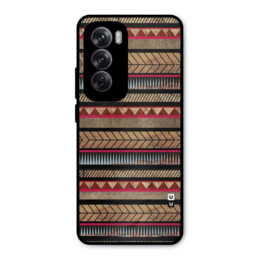 Red Indie Pattern Metal Back Case for Oppo Reno12 Pro