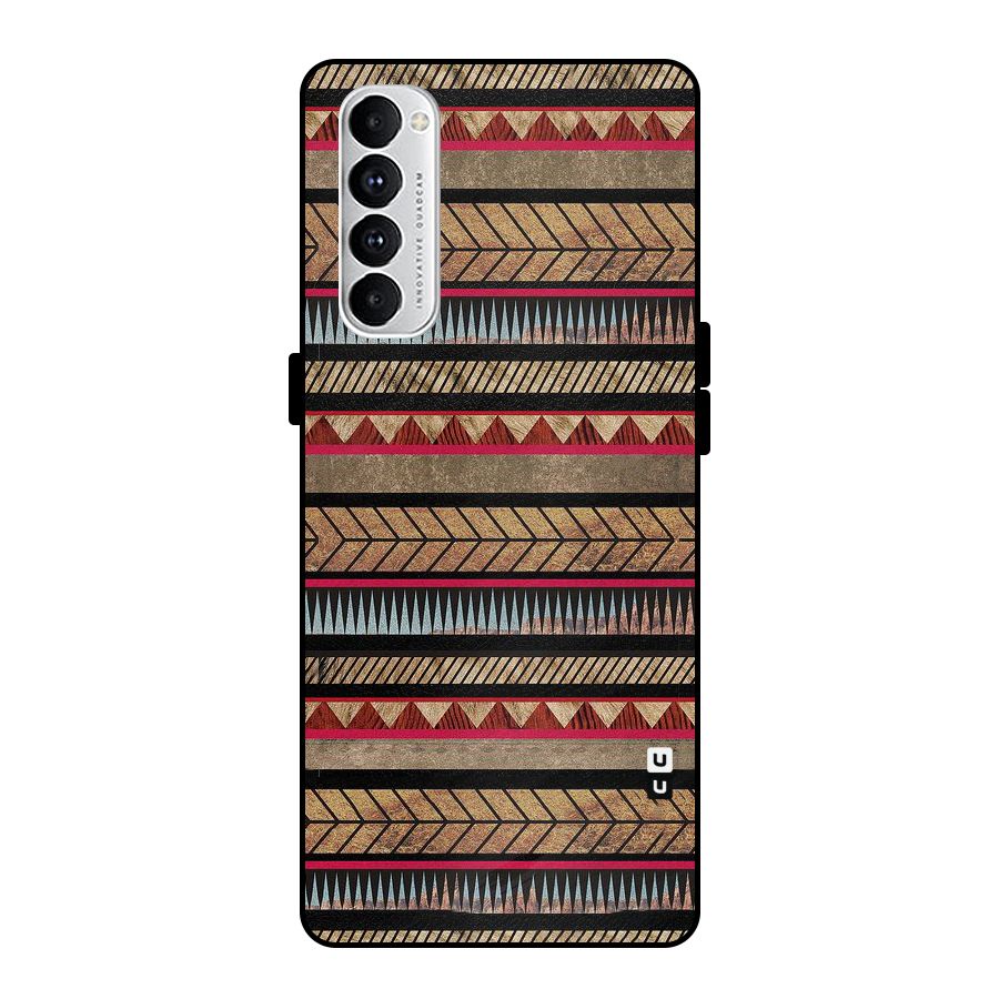 Red Indie Pattern Metal Back Case for Oppo Reno4 Pro
