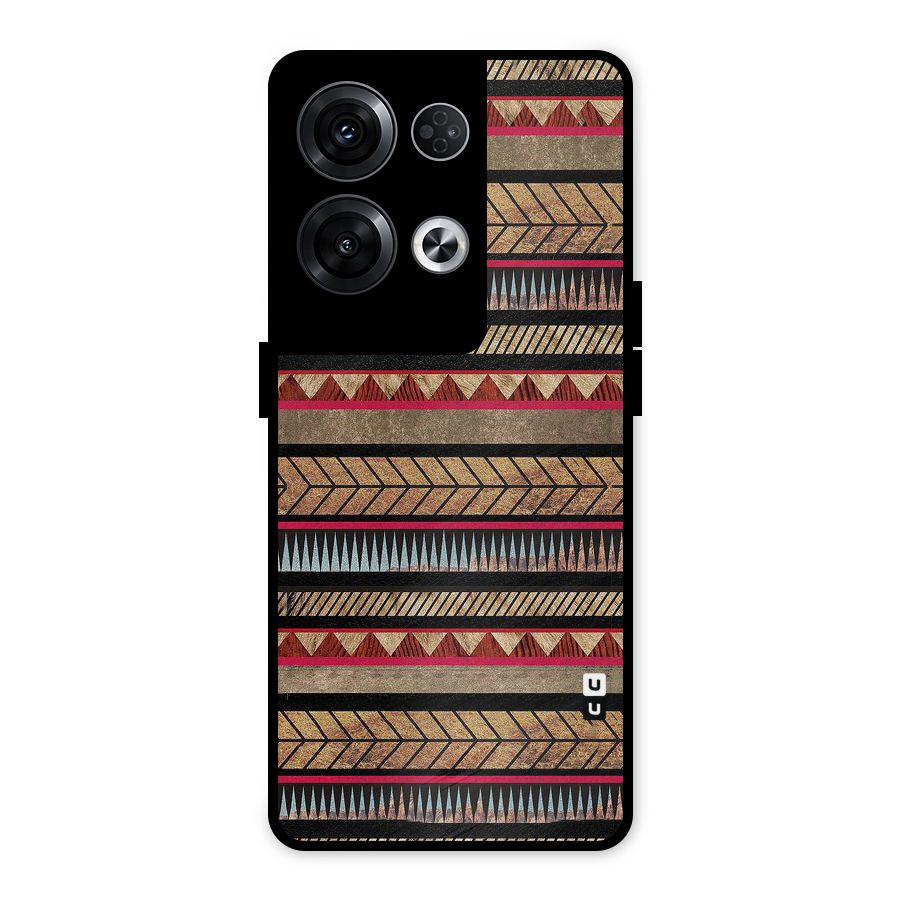 Red Indie Pattern Metal Back Case for Oppo Reno8 Pro 5G