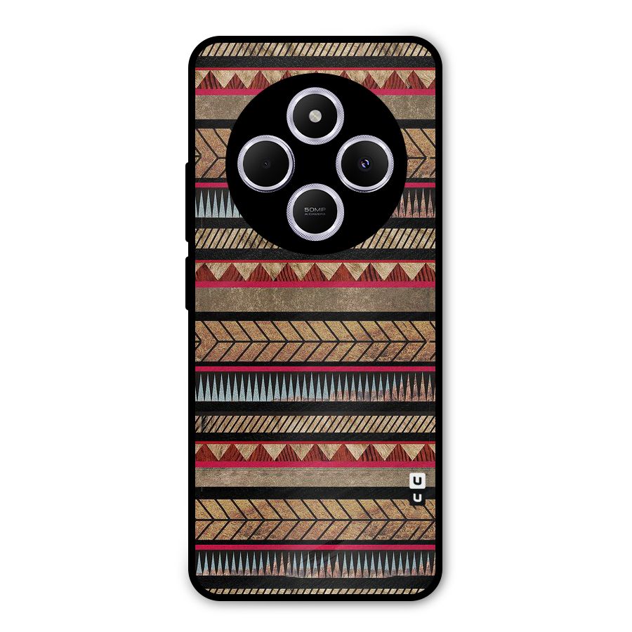 Red Indie Pattern Metal Back Case for Poco C75 5G