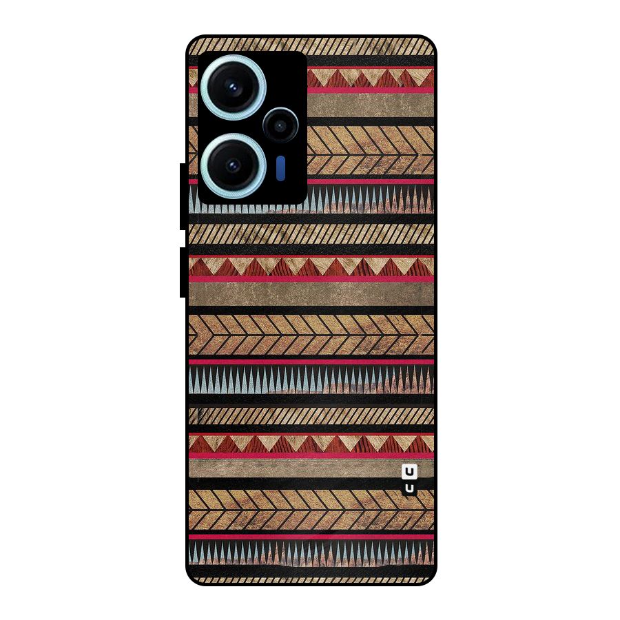 Red Indie Pattern Metal Back Case for Poco F5