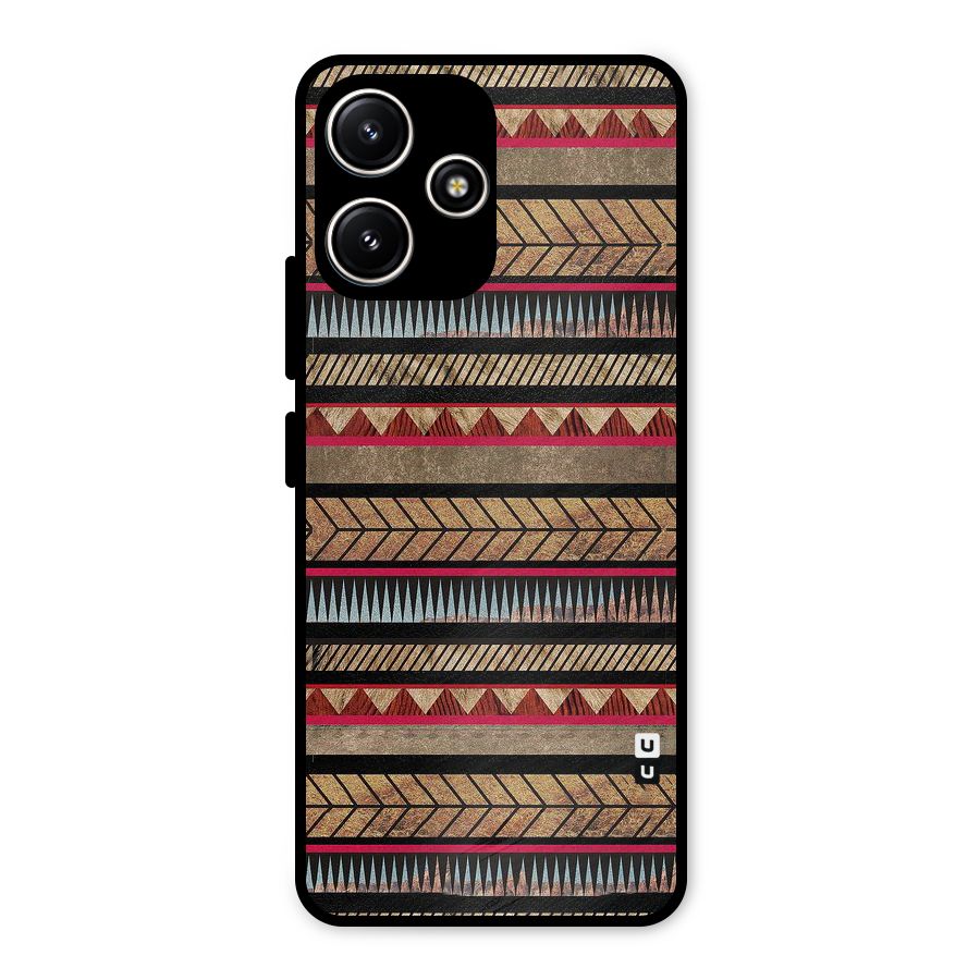 Red Indie Pattern Metal Back Case for Poco M6 Pro
