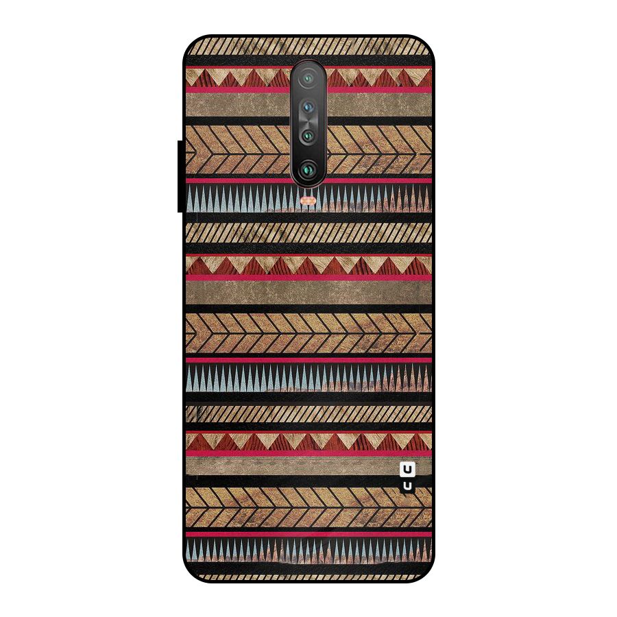 Red Indie Pattern Metal Back Case for Poco X2