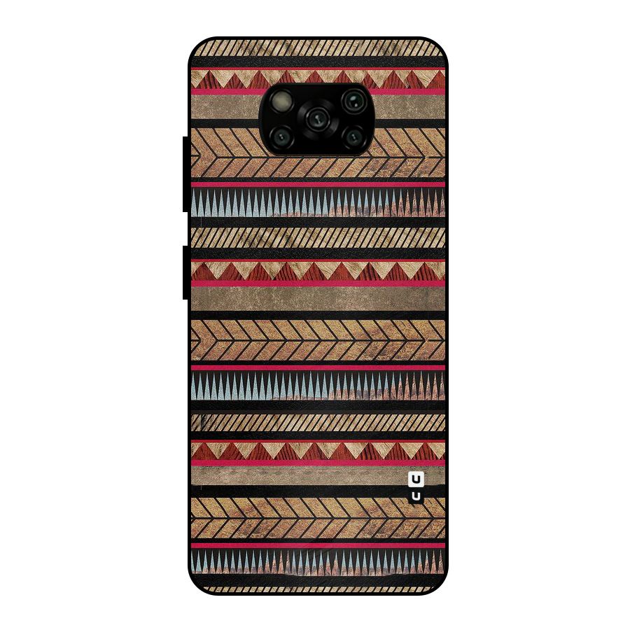 Red Indie Pattern Metal Back Case for Poco X3
