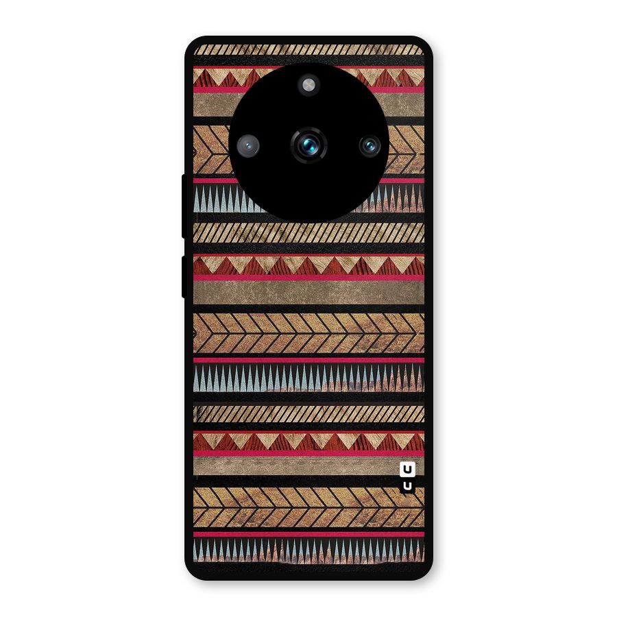 Red Indie Pattern Metal Back Case for Realme 11 Pro Plus