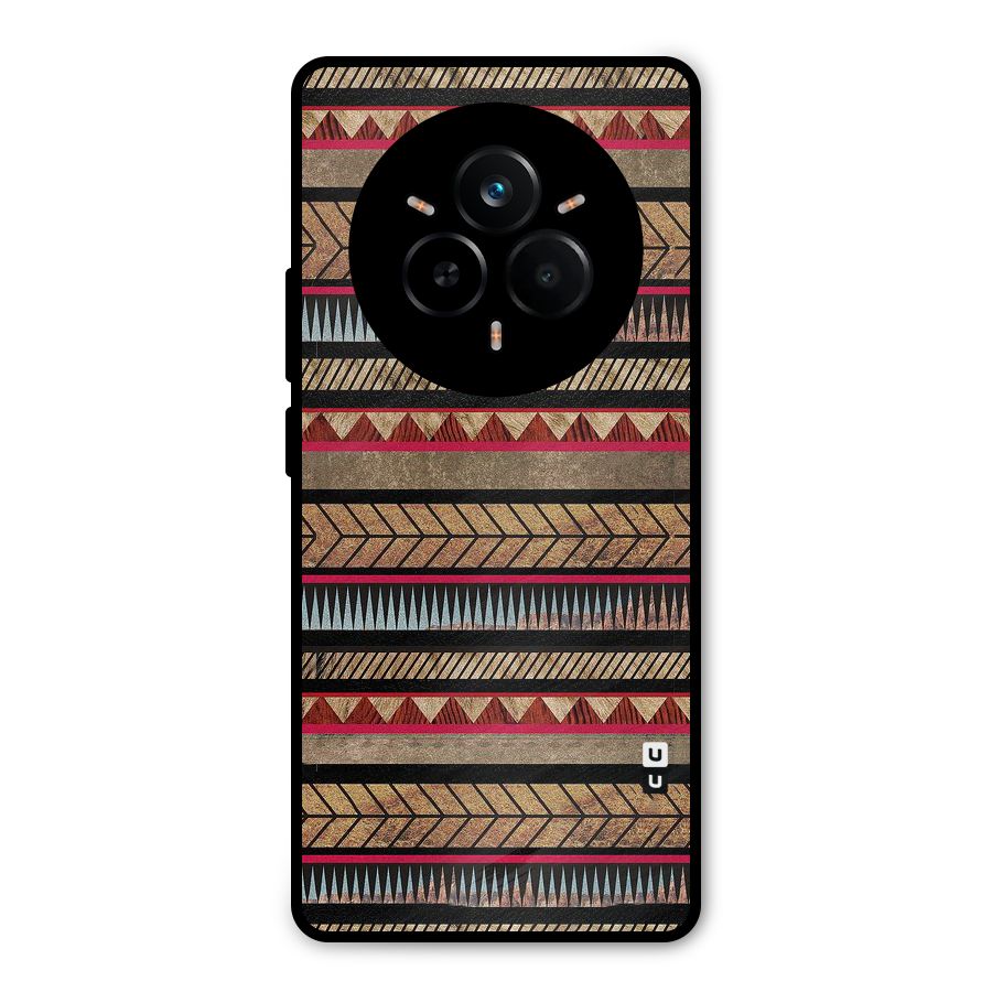 Red Indie Pattern Metal Back Case for Realme 14 Pro