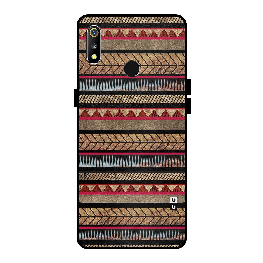 Red Indie Pattern Metal Back Case for Realme 3i