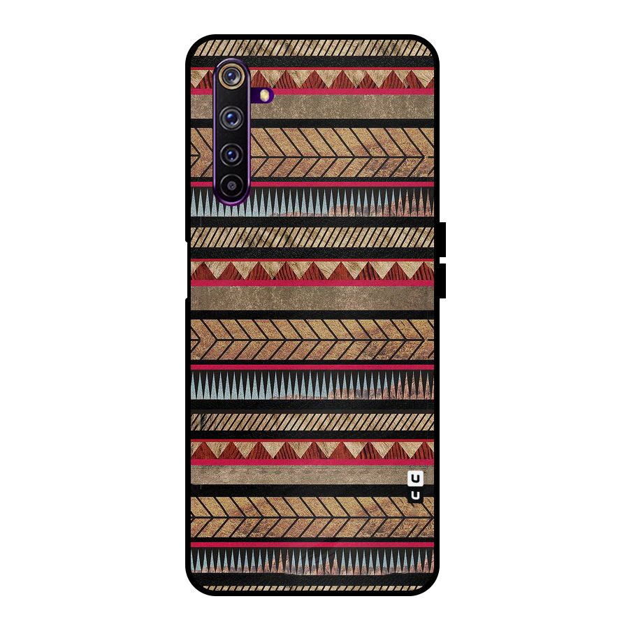 Red Indie Pattern Metal Back Case for Realme 6 Pro