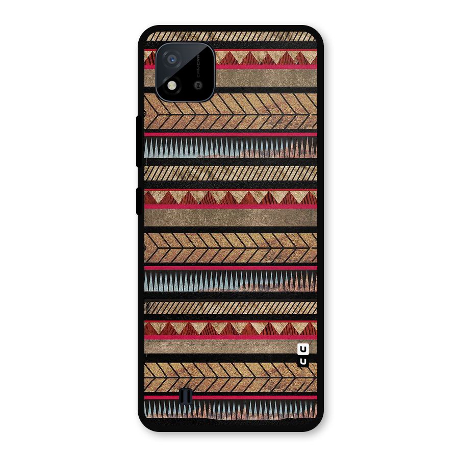 Red Indie Pattern Metal Back Case for Realme C11 2021