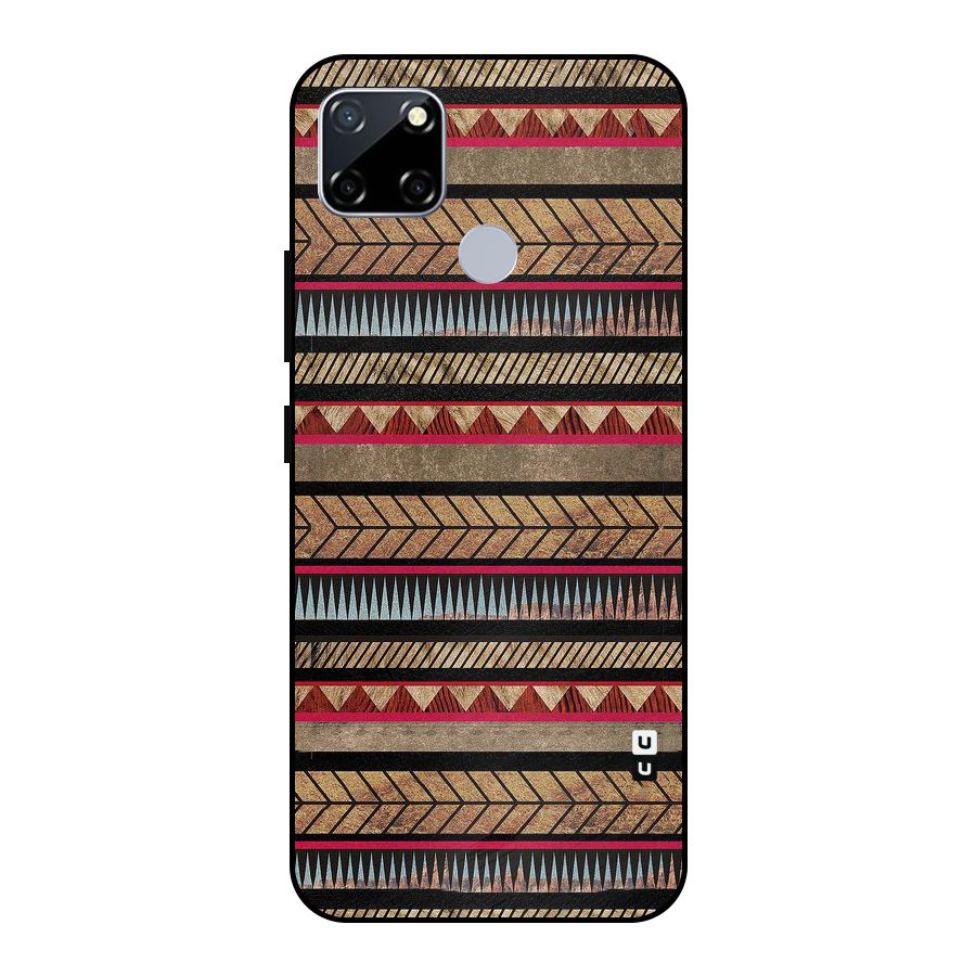 Red Indie Pattern Metal Back Case for Realme Narzo 20