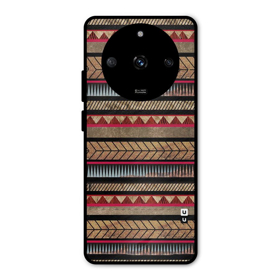 Red Indie Pattern Metal Back Case for Realme Narzo 60 5G