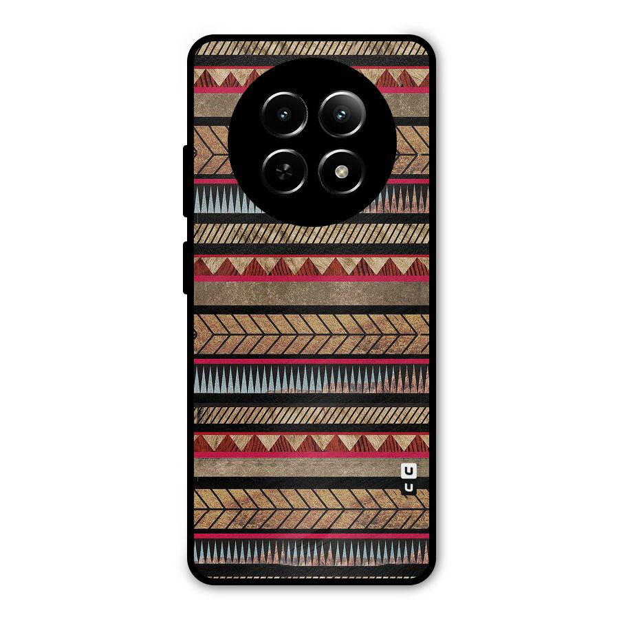 Red Indie Pattern Metal Back Case for Realme Narzo N65