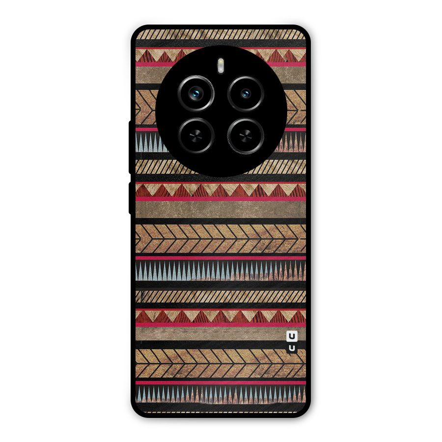 Red Indie Pattern Metal Back Case for Realme P1 Pro