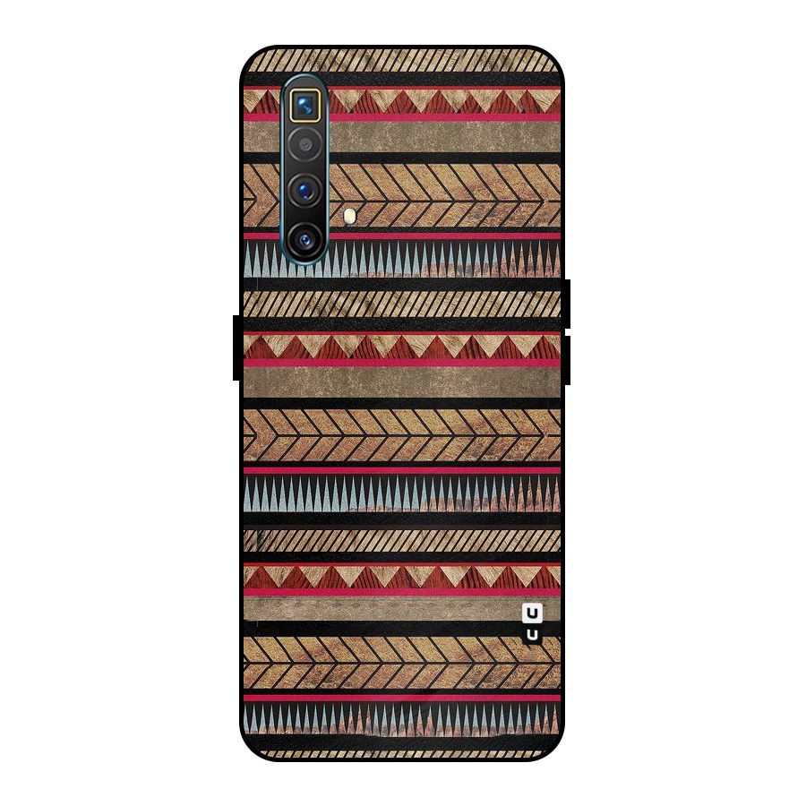 Red Indie Pattern Metal Back Case for Realme X3 SuperZoom