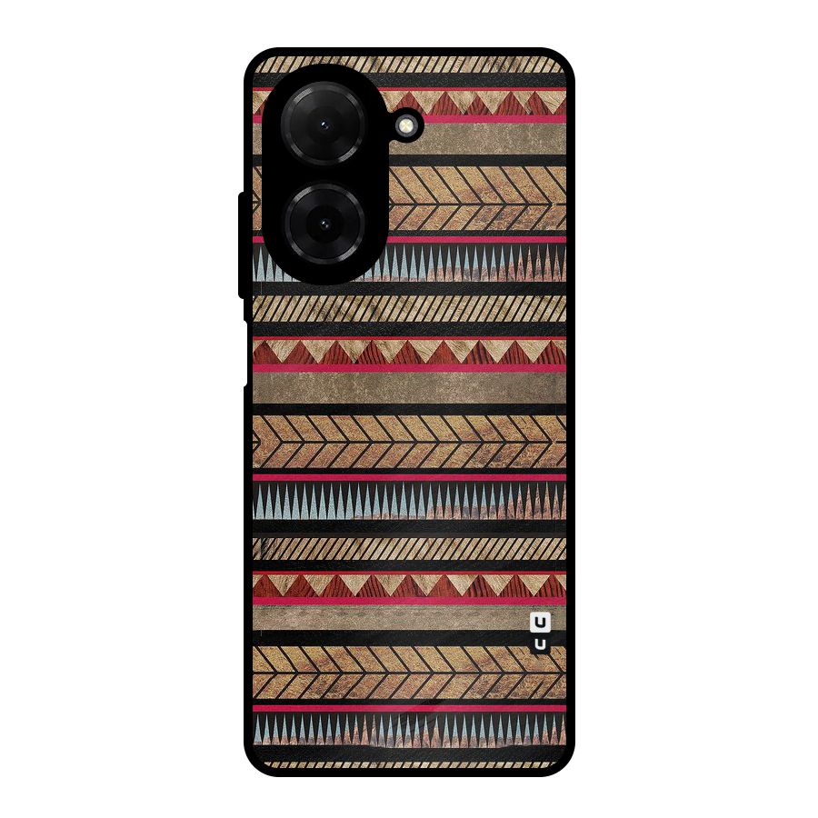 Red Indie Pattern Metal Back Case for Redmi A5 4G