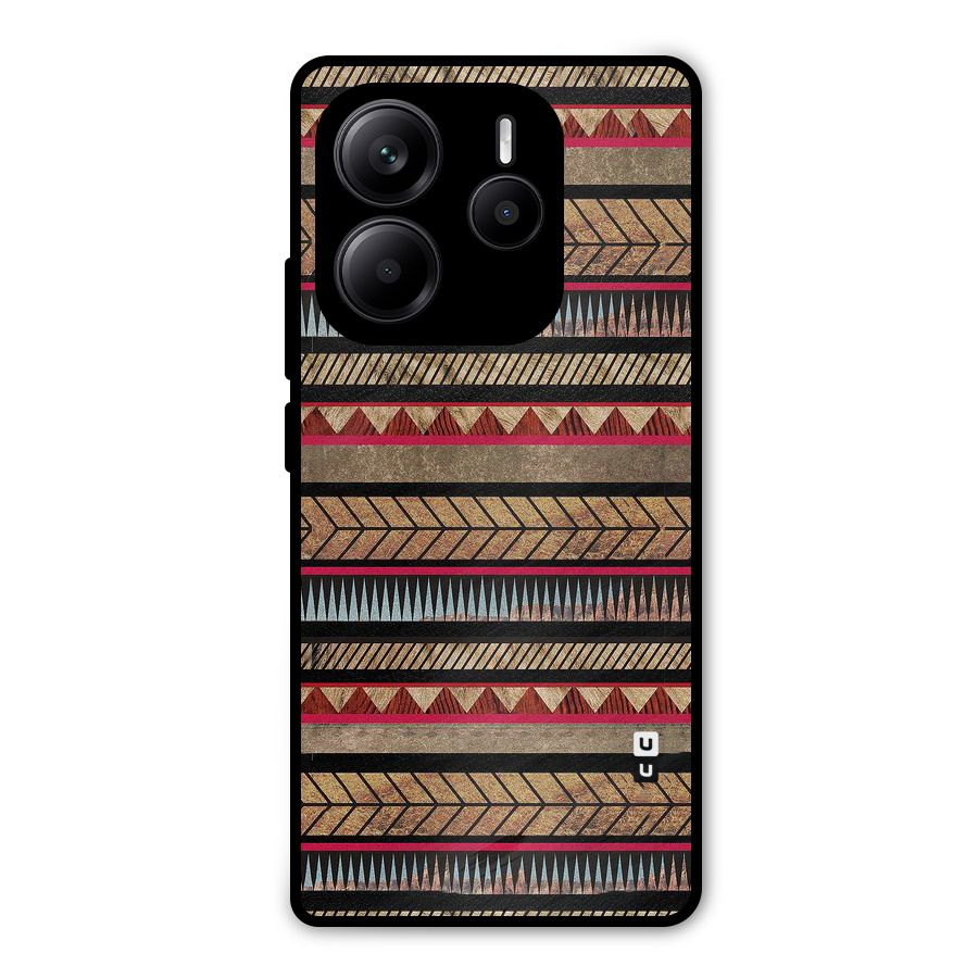 Red Indie Pattern Metal Back Case for Redmi Note 14 5G