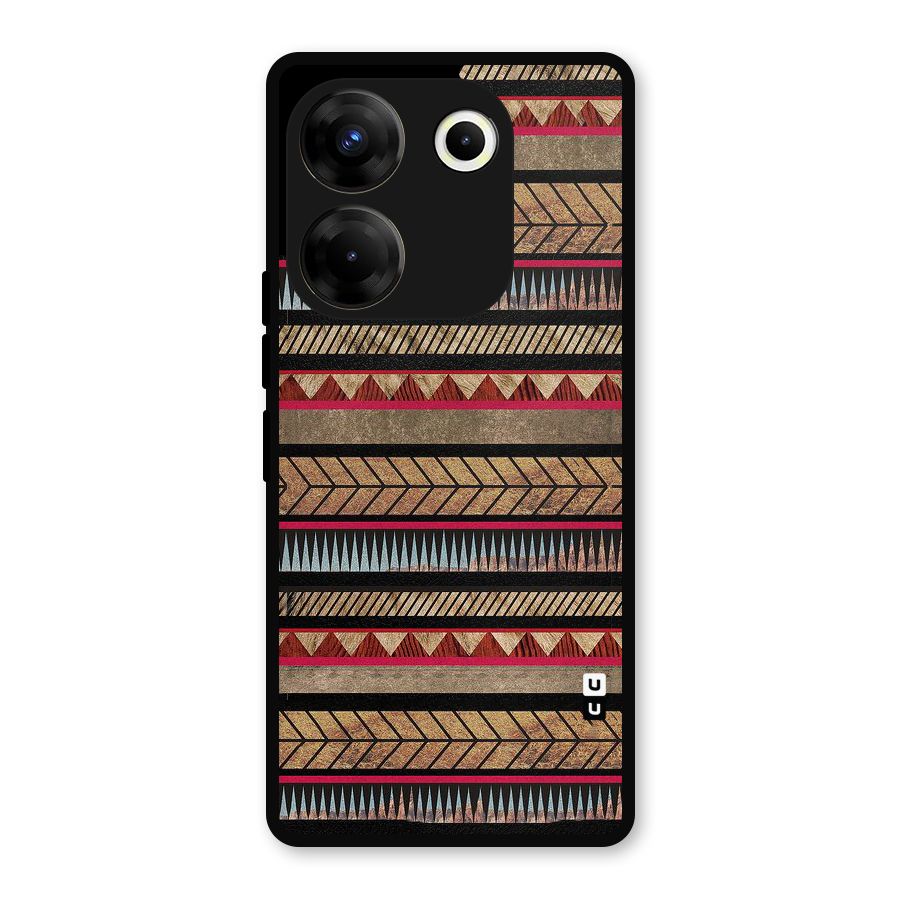 Red Indie Pattern Metal Back Case for Tecno Camon 20 Pro