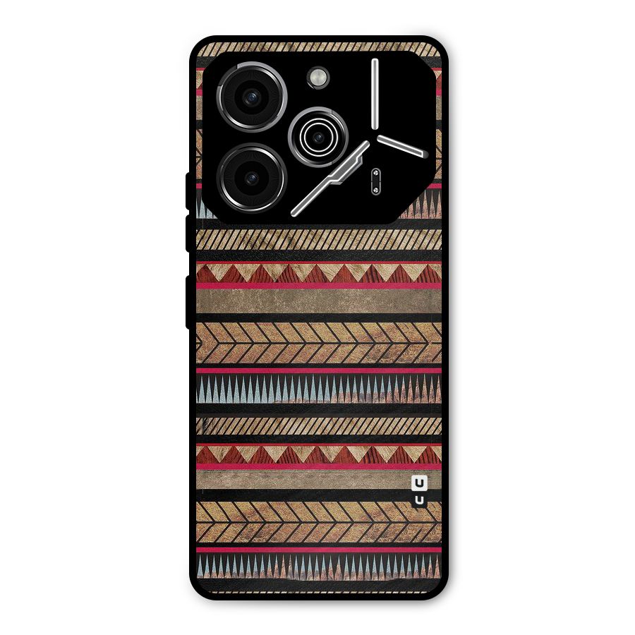 Red Indie Pattern Metal Back Case for Tecno Pova 6 Pro