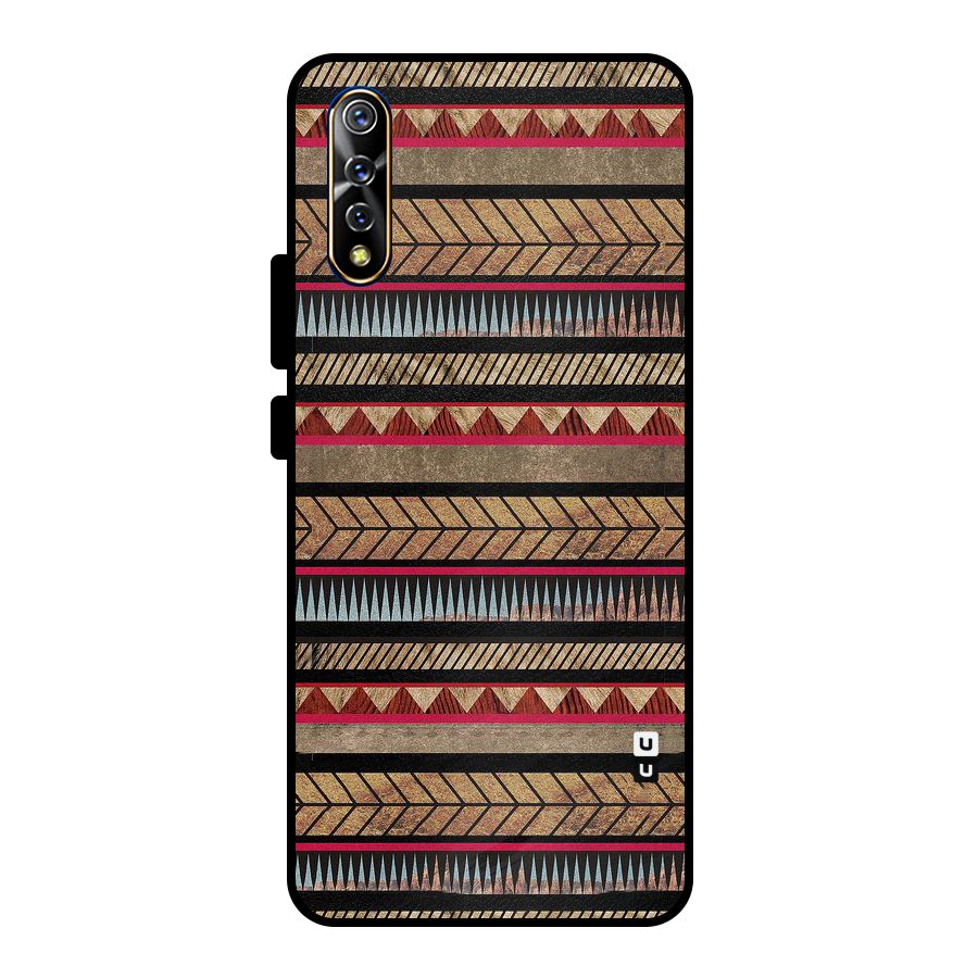 Red Indie Pattern Metal Back Case for Vivo S1
