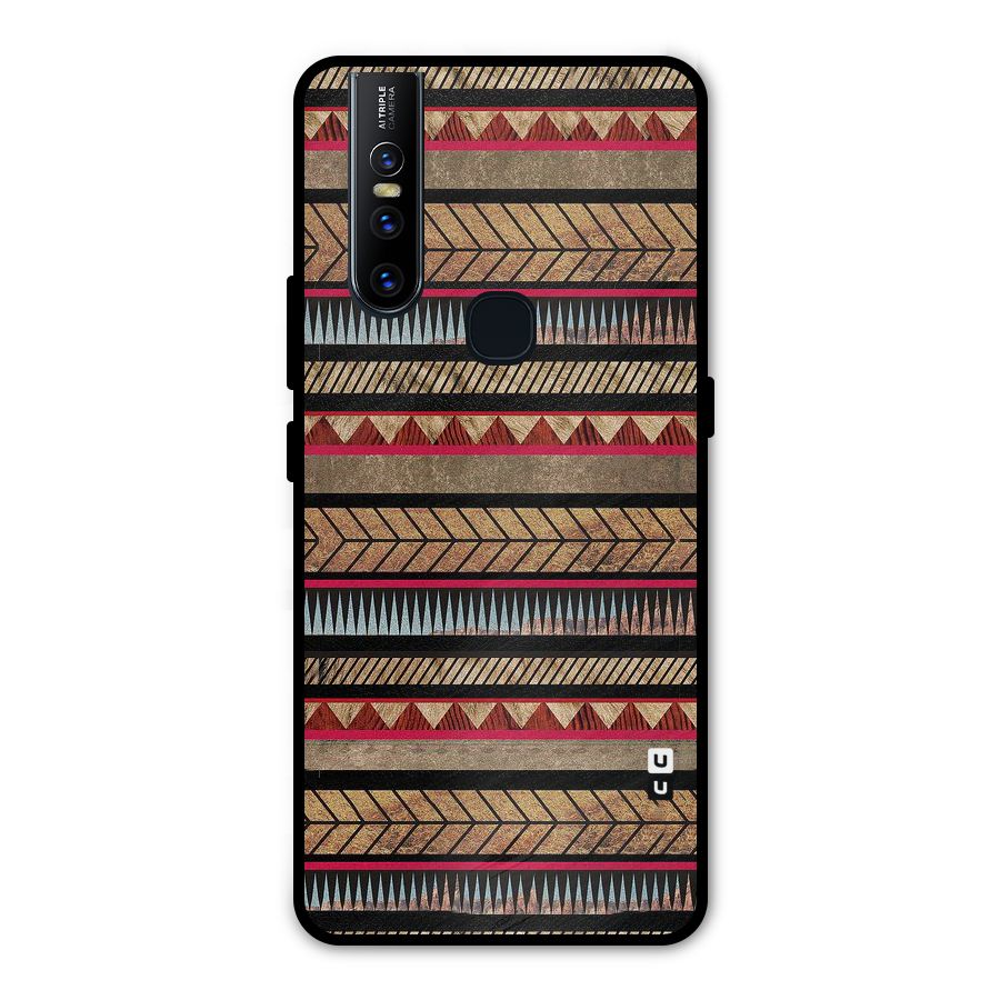 Red Indie Pattern Metal Back Case for Vivo V15