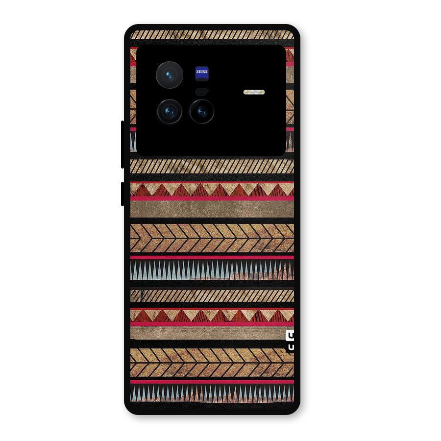 Red Indie Pattern Metal Back Case for Vivo X80