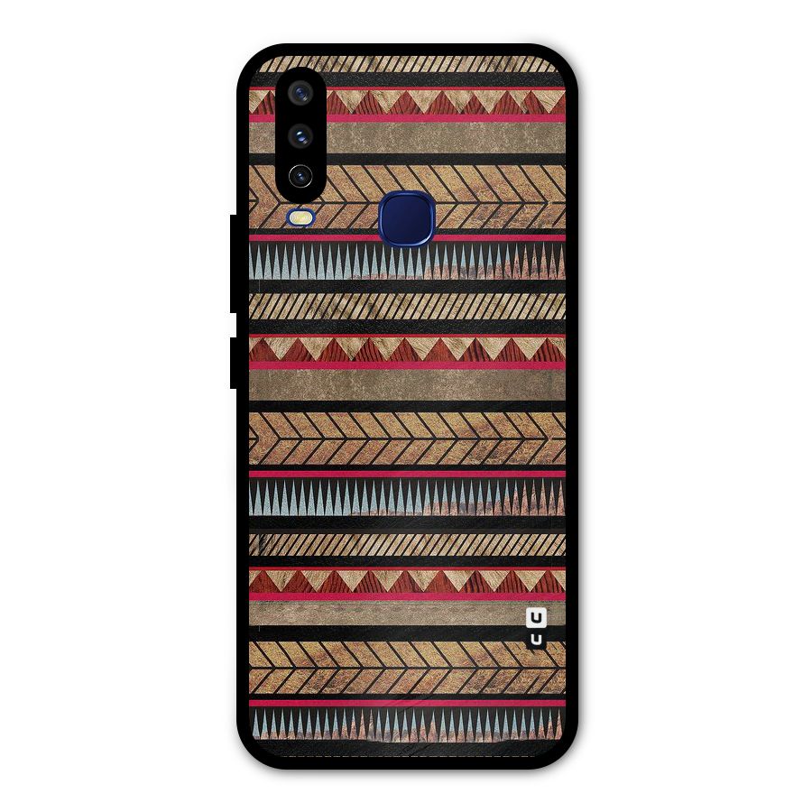 Red Indie Pattern Metal Back Case for Vivo Y15