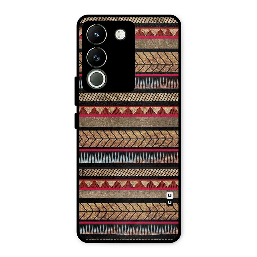 Red Indie Pattern Metal Back Case for Vivo Y200
