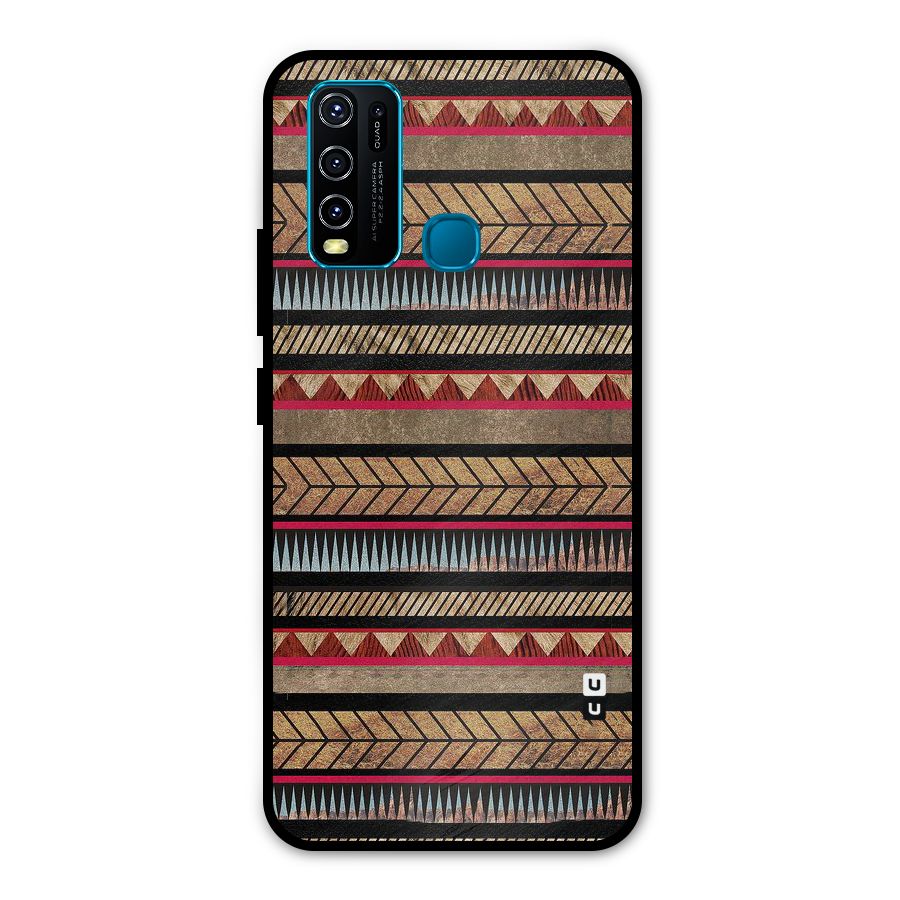 Red Indie Pattern Metal Back Case for Vivo Y50