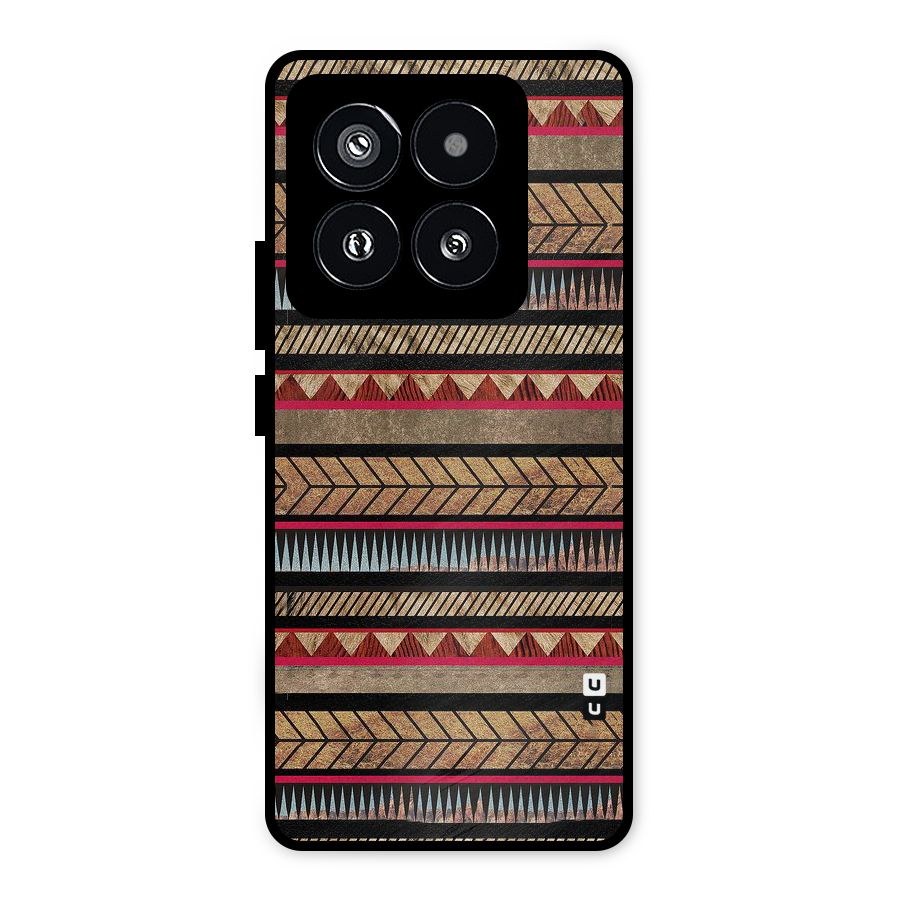 Red Indie Pattern Metal Back Case for Xiaomi 14 Pro