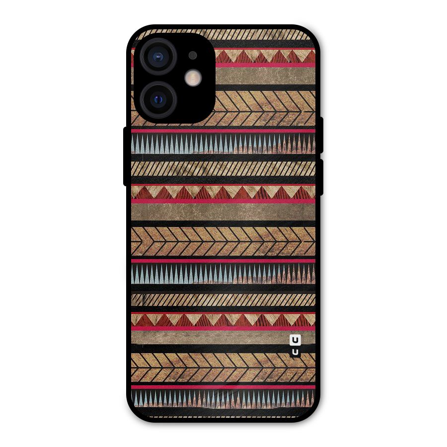 Red Indie Pattern Metal Back Case for iPhone 12 Mini