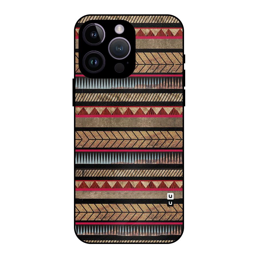 Red Indie Pattern Metal Back Case for iPhone 14 Pro Max