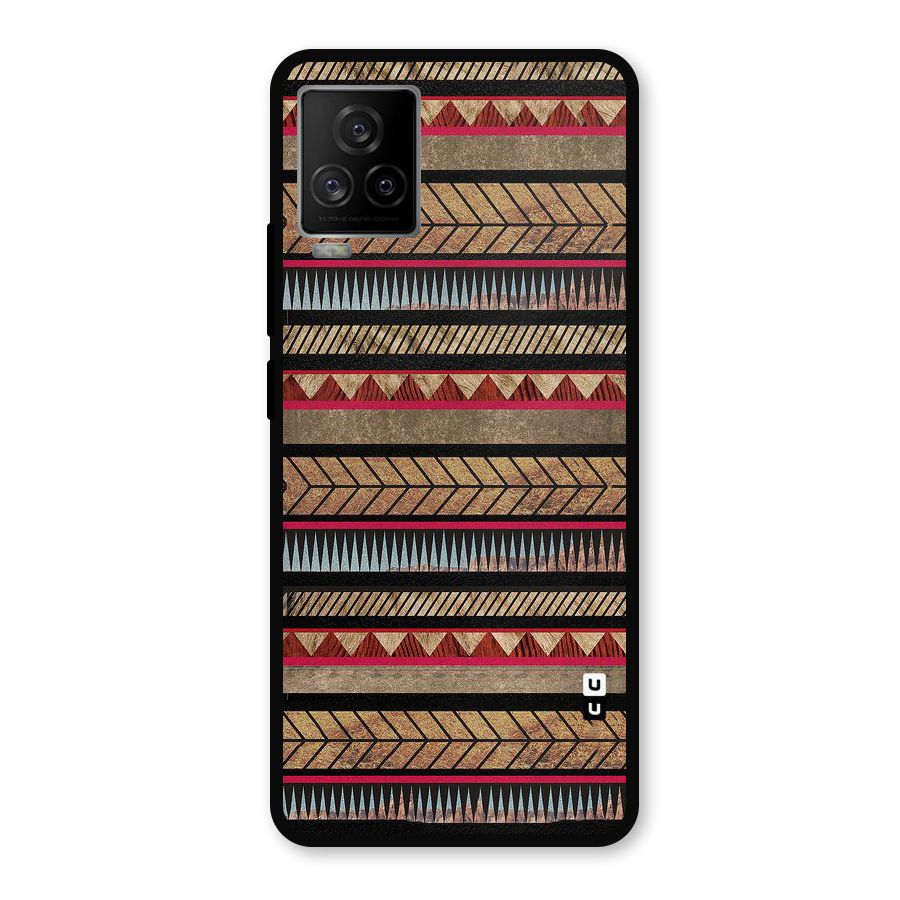Red Indie Pattern Metal Back Case for iQOO 7 Legend 5G