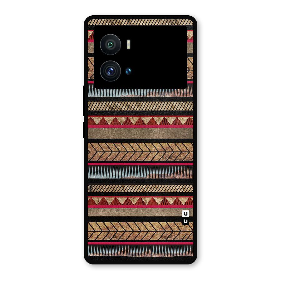 Red Indie Pattern Metal Back Case for iQOO 9 Pro