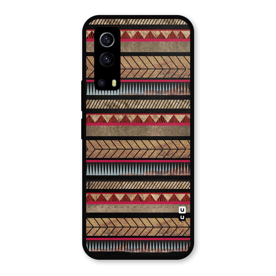 Red Indie Pattern Metal Back Case for iQOO Z3