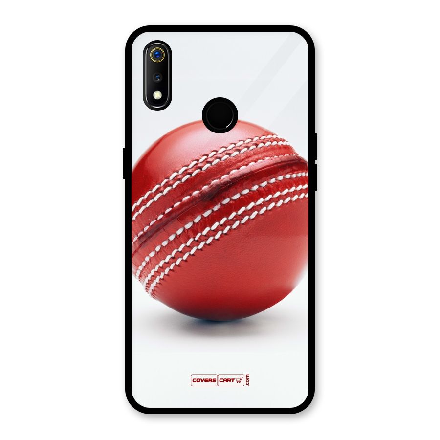 Red International Cricket Ball Glass Back Case for Realme 3i