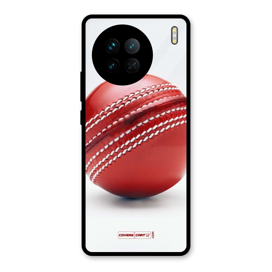 Red International Cricket Ball Glass Back Case for Vivo X90