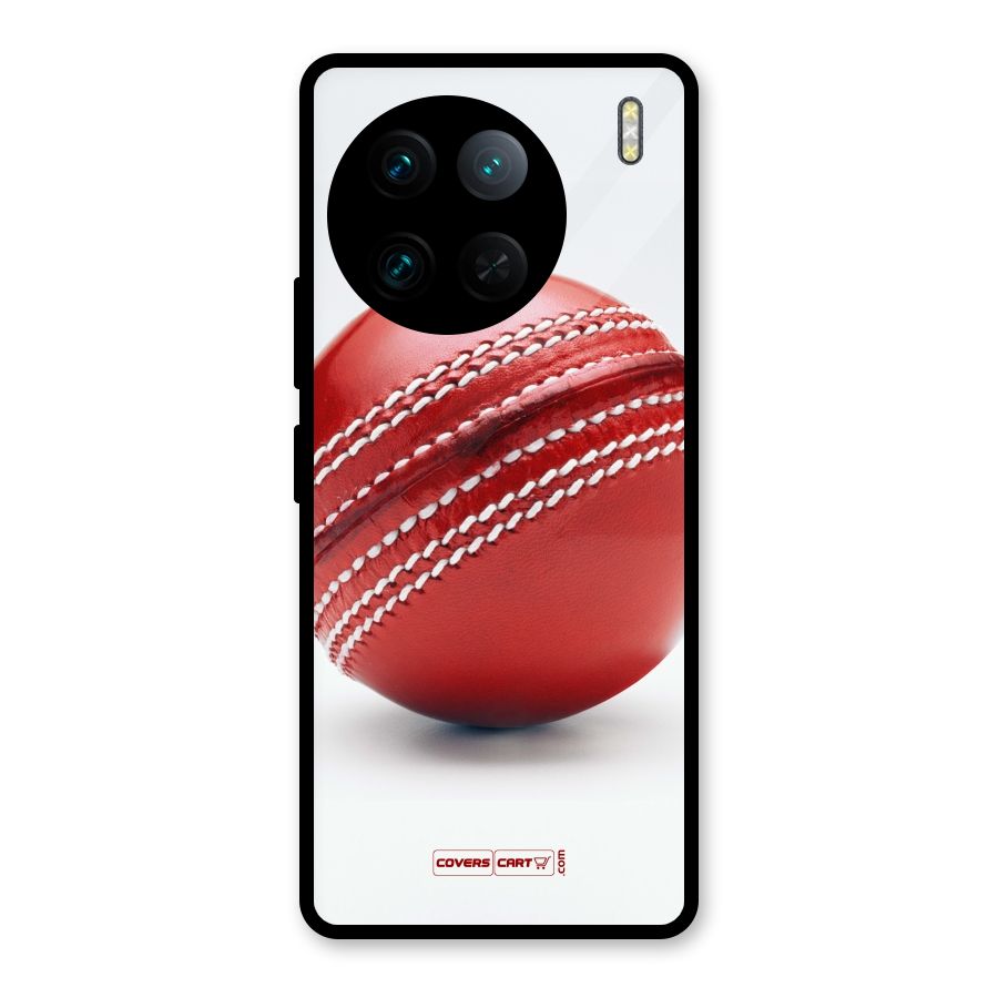 Red International Cricket Ball Glass Back Case for Vivo X90 Pro