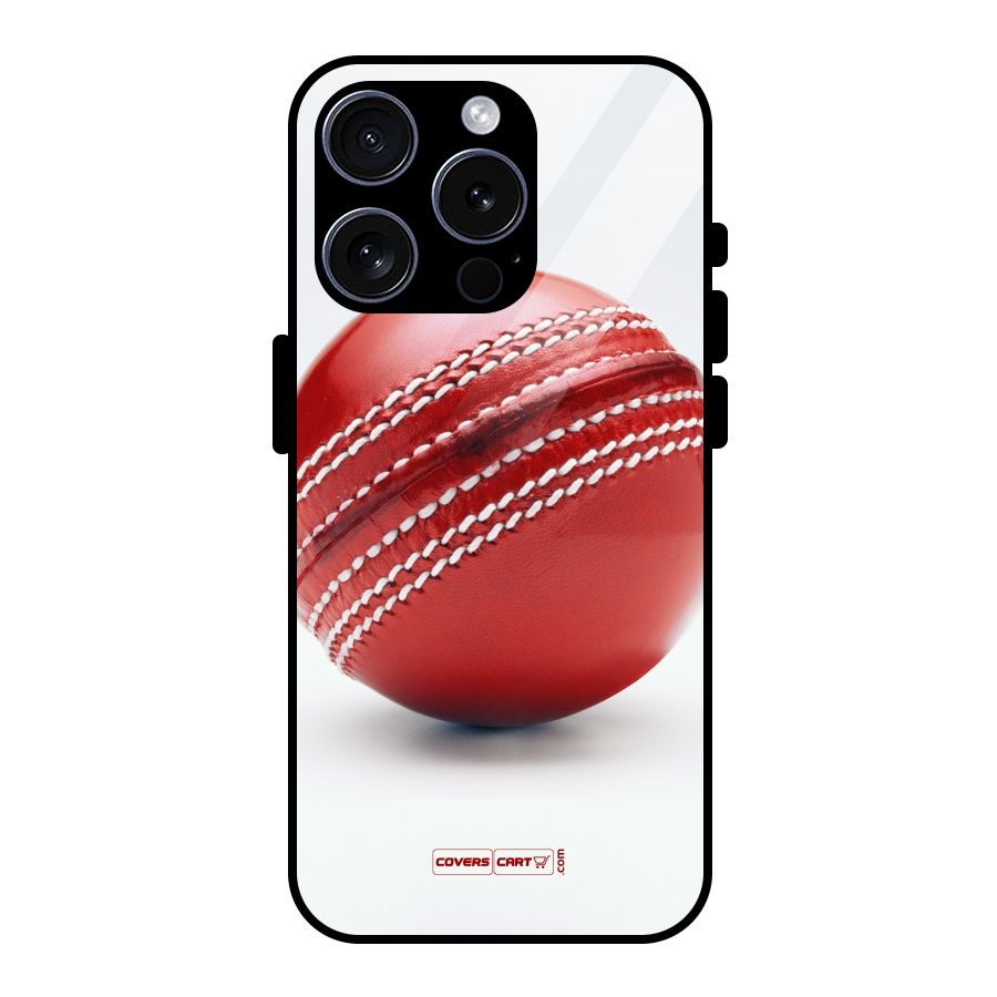 Red International Cricket Ball Glass Back Case for iPhone 15 Pro