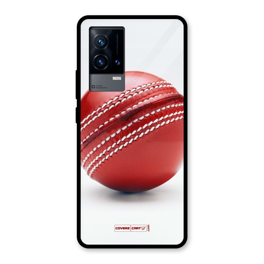 Red International Cricket Ball Glass Back Case for iQOO 9 5G