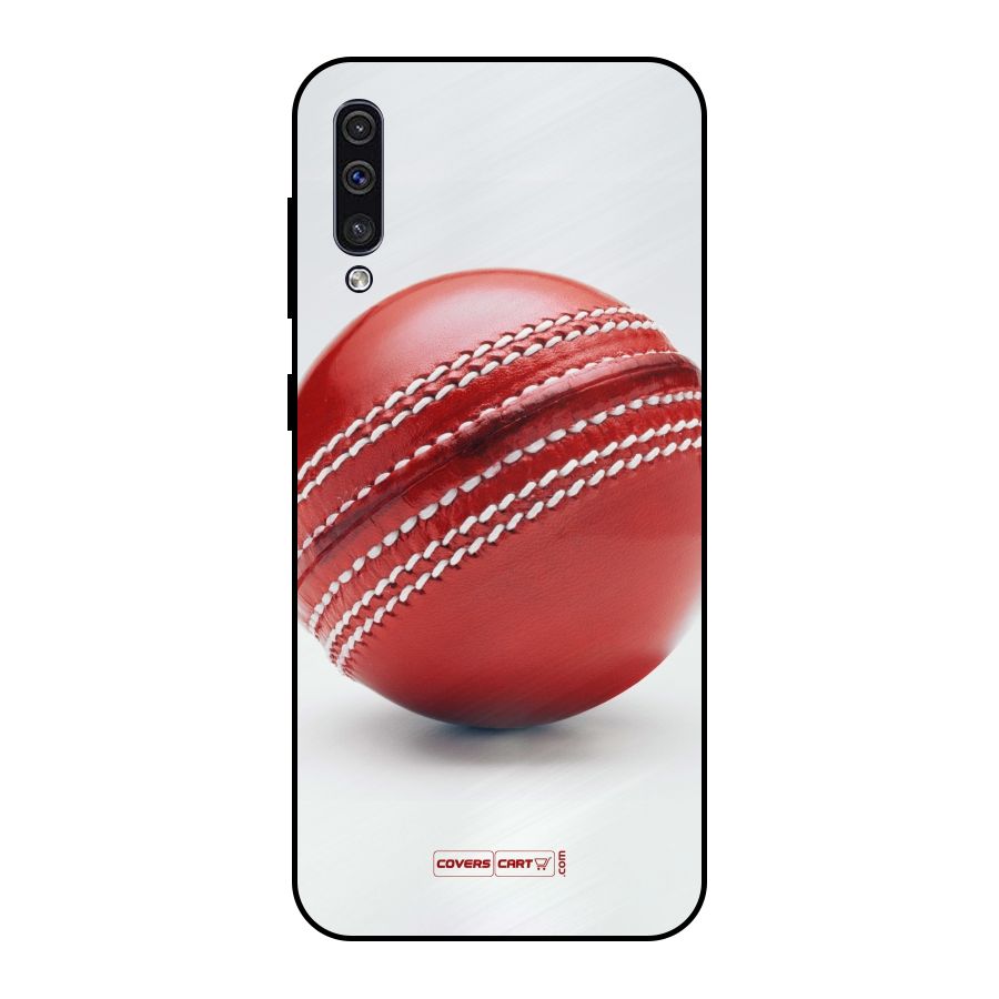 Red International Cricket Ball Metal Back Case for Galaxy A30s