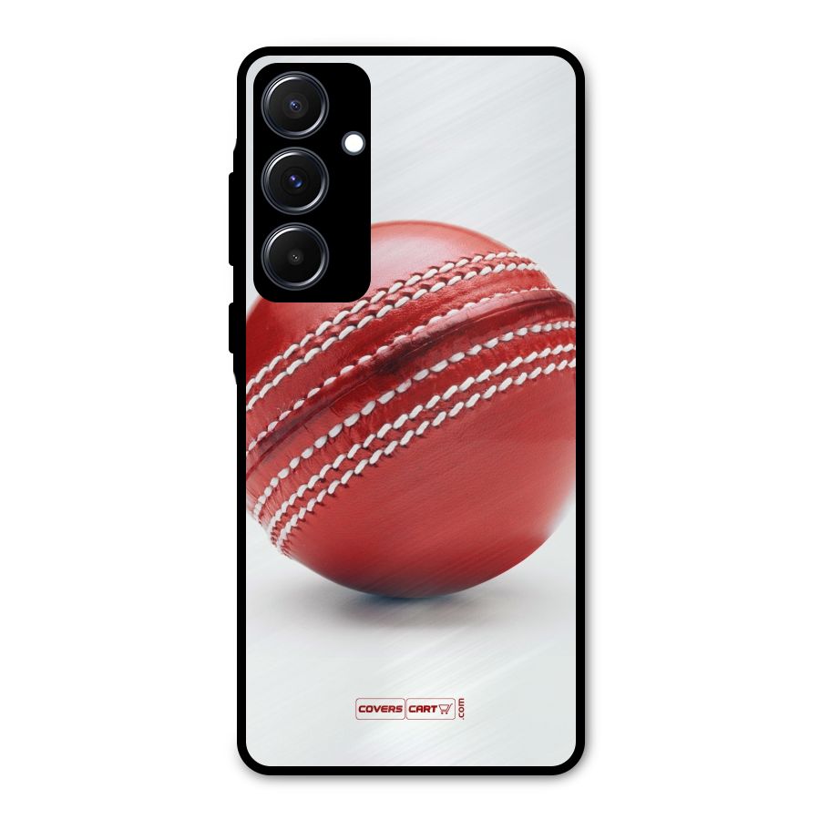 Red International Cricket Ball Metal Back Case for Galaxy A55