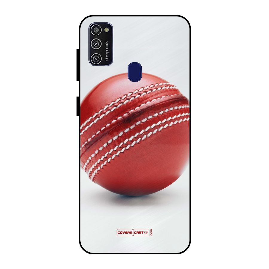 Red International Cricket Ball Metal Back Case for Galaxy M30s