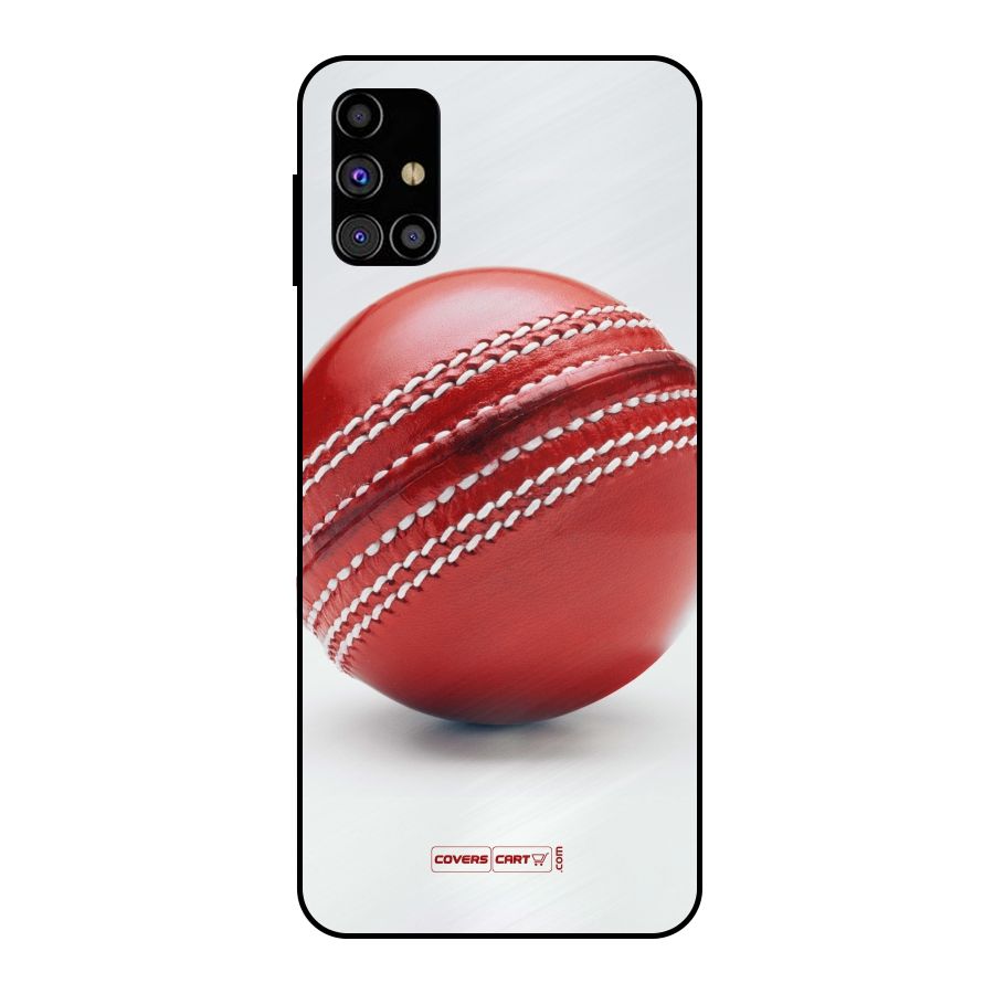 Red International Cricket Ball Metal Back Case for Galaxy M31s