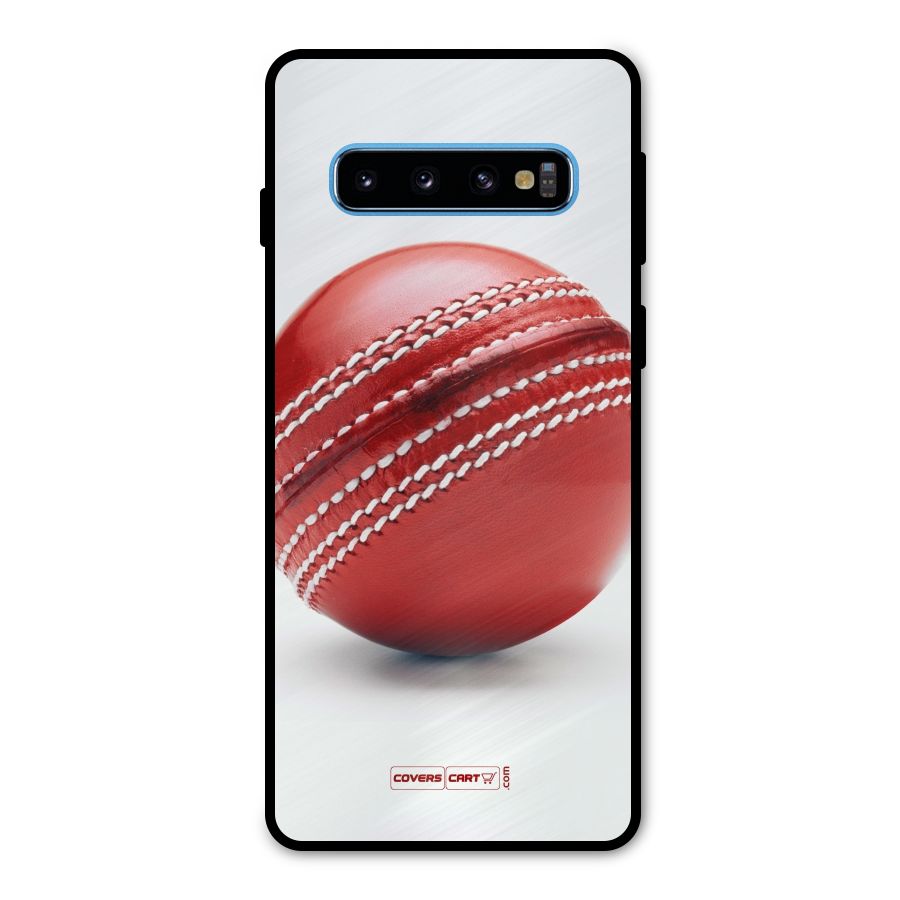 Red International Cricket Ball Metal Back Case for Galaxy S10
